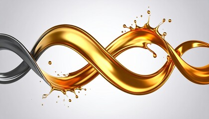 Swirling Gold And Silver Liquid Abstract With Dynamic Movement And Splash