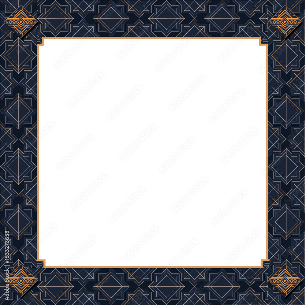 Aufkleber abstract border frame is shining in flat style with art deco geometry on transparent background