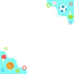 Depicting vector border combining sports science icons with wavy lines, transparent background