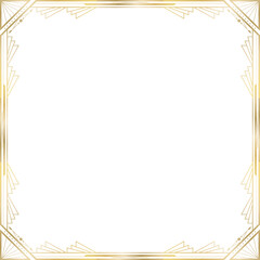 Golden Art Deco frame is being displayed in flat design with transparent background, copy space