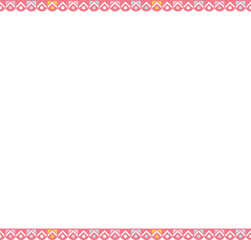 Geometric frame is featuring flat pink white yellow teal shapes, clear background, copy space