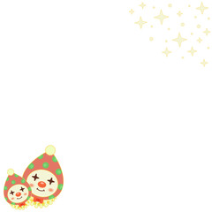 Flat design clown duo are showing on clear background featuring polka dot hats and star sparkles