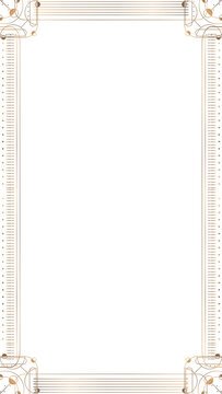 Fototapeta Art deco-inspired golden border is showcasing geometric corner motifs on transparent background