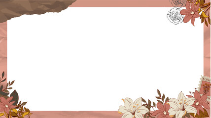 Floral frame is being shown in flat style with BLOSSOM label, transparent background, copy space