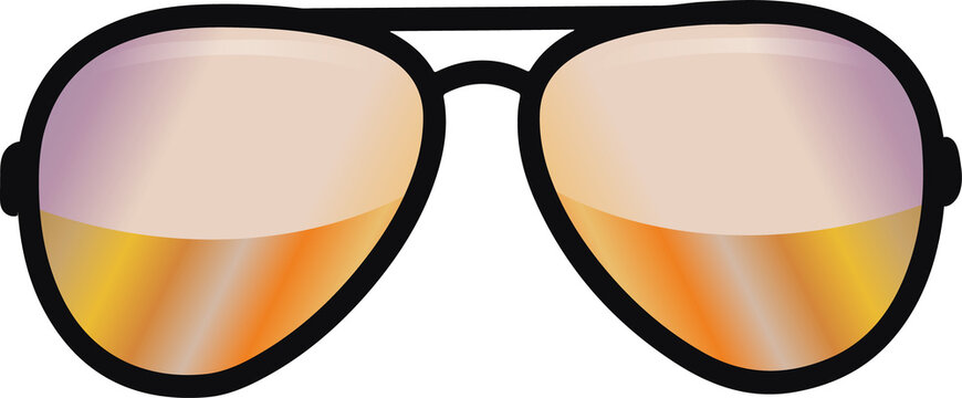 Fototapeta Pair of aviator sunglasses is floating in flat graphic with gradient lenses on transparent backdrop