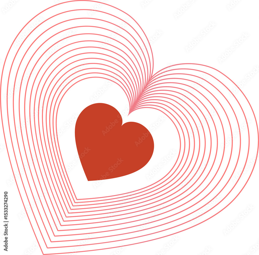 Aufkleber showing layered heart motif in flat style with concentric pink outlines on transparent background