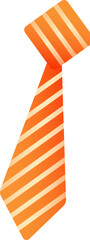 Orange striped necktie being shown in flat vector, with gradient shading on transparent background