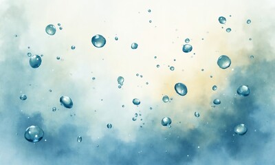 A watercolor painting of delicate molecules drifting like leaves in a tranquil, abstract space.