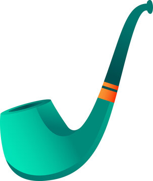 Floating vector tobacco pipe showing green gradient curves and orange bands transparent background