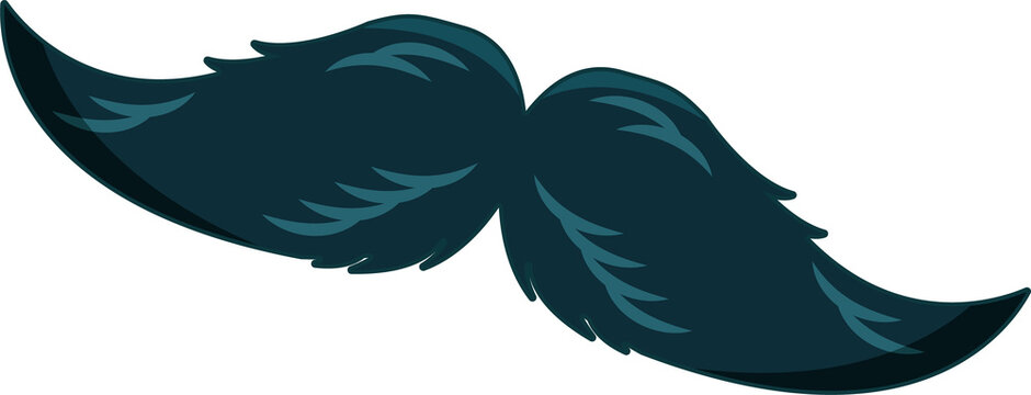 Fototapeta Handlebar-style moustache is showing teal textured strokes in flat style on transparent background