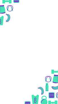Fototapeta Flat design is featuring fitness and wellness icon border on transparent background, copy space
