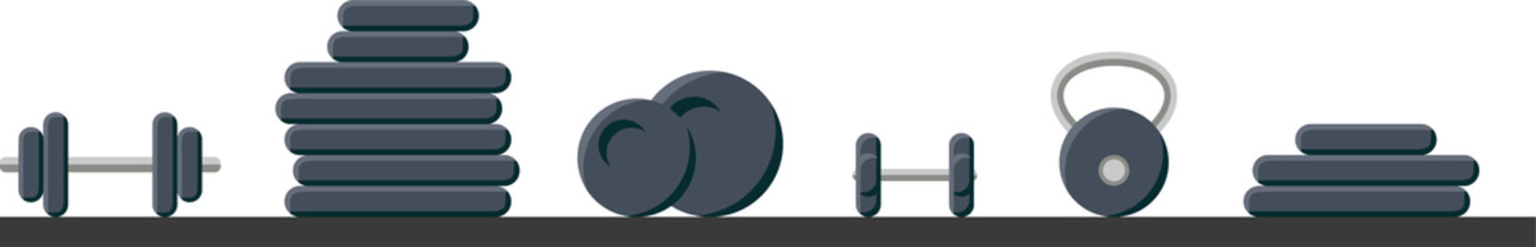 Fototapeta Flat fitness icons are showing on transparent canvas featuring weights, peaches and mats