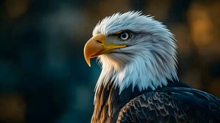 Fototapeta premium Close-up portrait of a magnificent bald eagle.