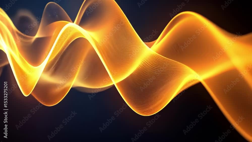 Poster abstract golden waves background with light effects and shiny particles flow art.