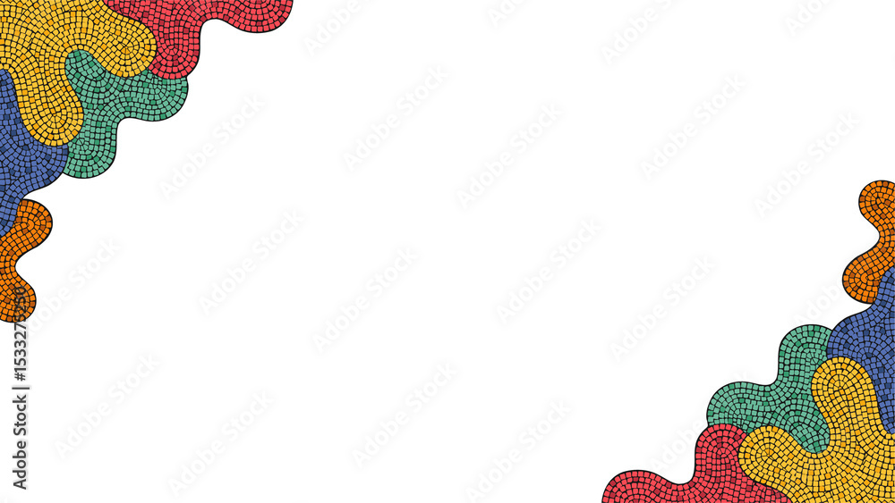 Aufkleber two amoeba clusters are creating tile mosaic in flat design on transparent background, copy space
