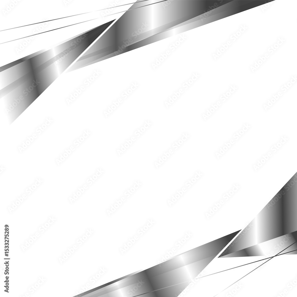 Poster Displaying abstract metal ribbons with gradient highlights and thin lines on transparent background