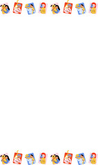 Flat design border is showing hugging couples holding baby, phone calls or selfies on clear backgrou