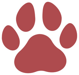 Red-and-white stylized animal paw print icon is floating on transparent background, flat design © vectorfusionart