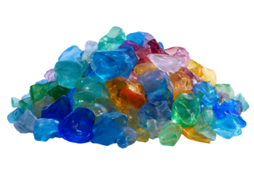 Colorful Glass Gems on Black Background, Artistic Decorative Elements