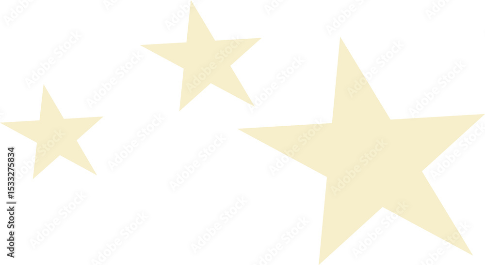 Aufkleber three cream stars are floating in flat vector art on transparent background with diagonal balance