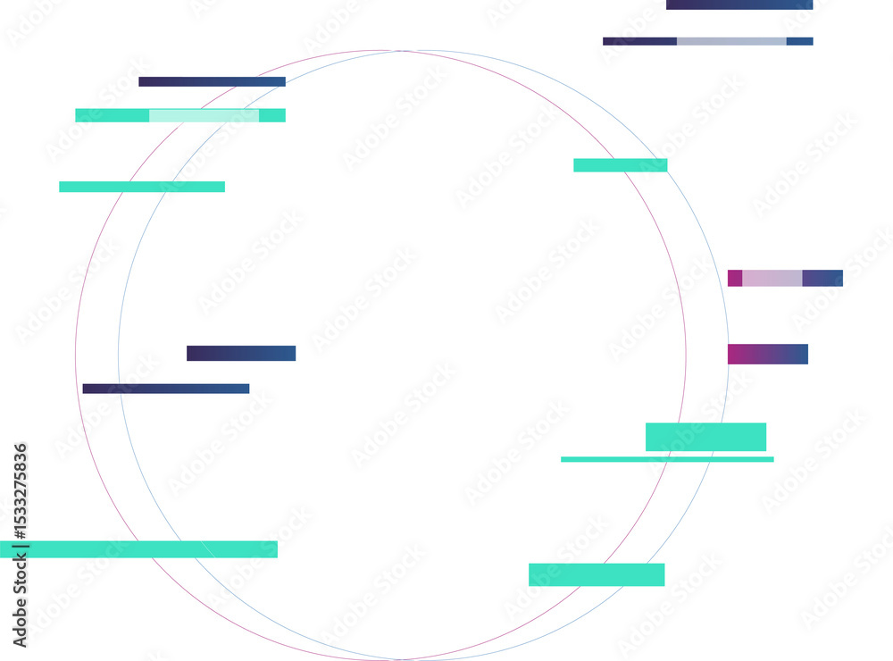 Aufkleber abstract circular frame is being shown in flat design on transparent canvas, with glitch-style bars