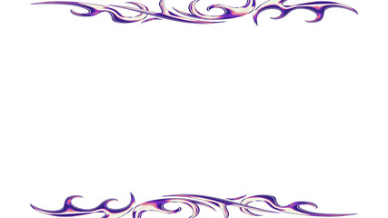 Tribal flame border showing in flat design with purple-cream swirls on clear background, copy space