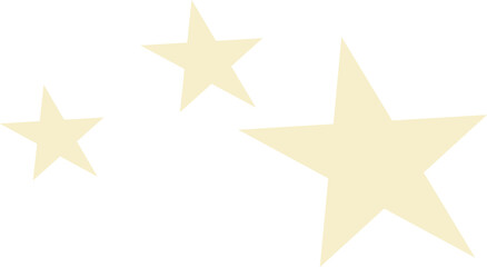 Three cream stars are floating in flat vector art on transparent background with diagonal balance
