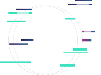 Abstract circular frame is being shown in flat design on transparent canvas, with glitch-style bars