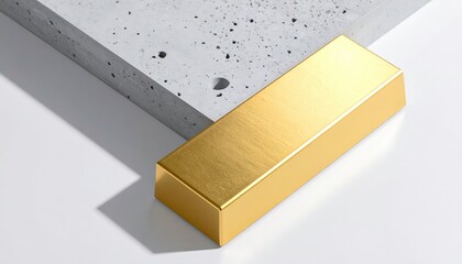 Gold Bar On Gray Textured Surface Minimalist Product Shot