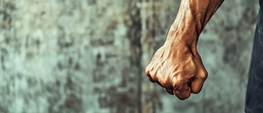 Fist clenched in intense workout