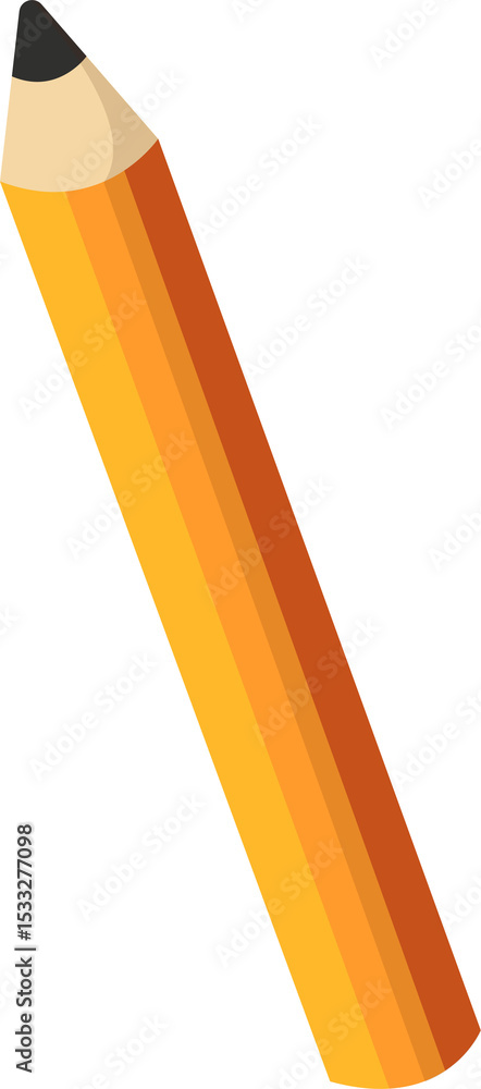 Poster stylized pencil is floating in flat style on transparent background showing hexagonal gradient body
