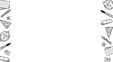 Flat design showing stationery with star doodles framing empty center on clear backdrop, copy space