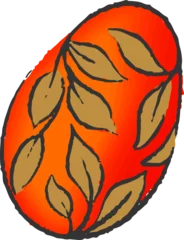 Gardinen Showing abstract orange-red oval outlined with brown leaf vines, transparent background, copy space © vectorfusionart
