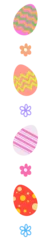 Fotobehang Easter eggs and flower icons forming vertical pastel flat-design column on transparent background © vectorfusionart