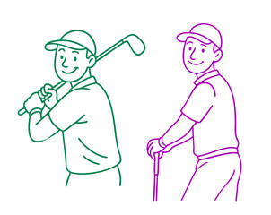 Golf Player Twist & Smile – Golfer turning toward audience-camera with relaxed face