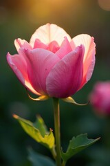Soft petals unfurl in warm sunlight, delicate hues of pink unfold like silk, delicate, pink flowers
