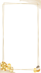Easter frame showing flat gold lines, torn parchment, patterned eggs on transparent, copy space