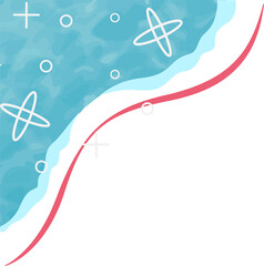 Abstract wave flat design showing blue shape with white outlines and red ribbon, transparent