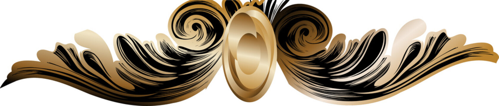 Fototapeta Symmetrical flourish showcasing 3D embossed medallion with swirling curves on transparent canvas
