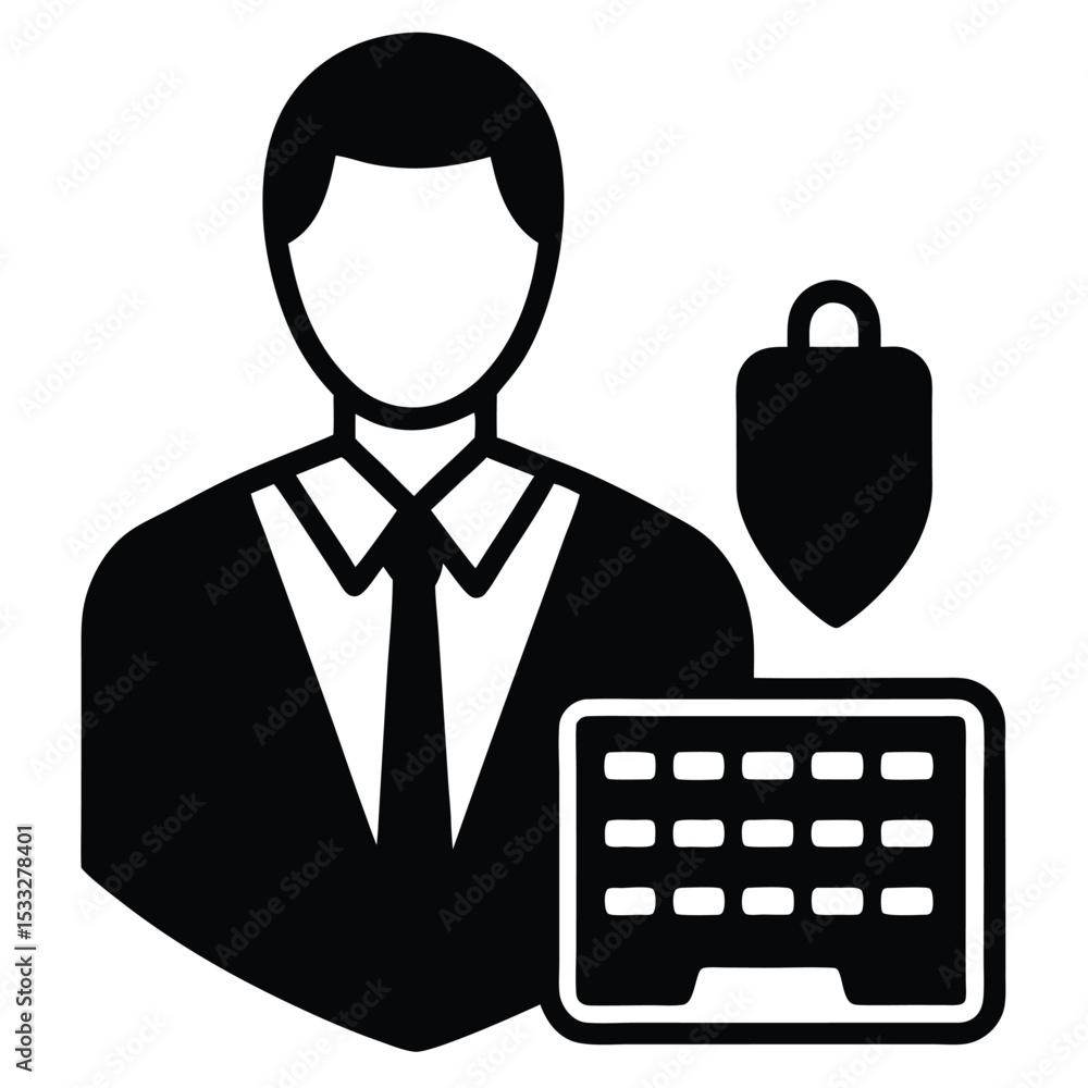 Poster insurance agent element isolated keyboard and mouse on white background