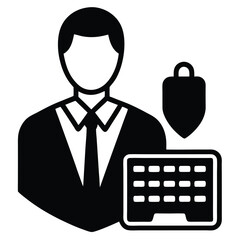 Insurance agent element isolated keyboard and mouse on white background