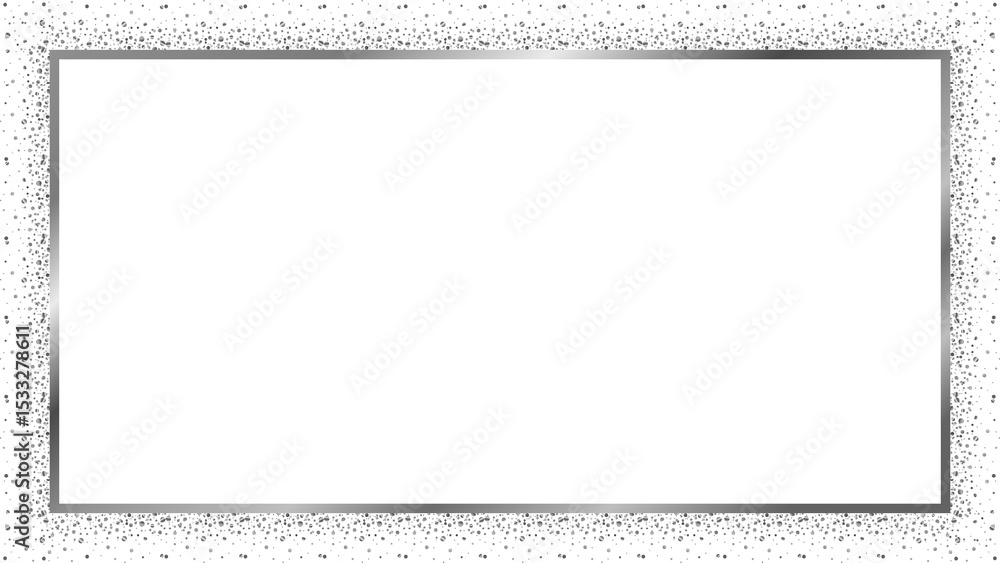 Poster vector silver rectangle border is showing beveled edges and glitter trim on transparent background
