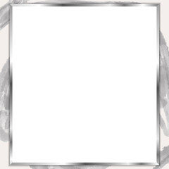 Flat design silver frame is featuring teal panel, gray watercolor strokes on transparent backdrop