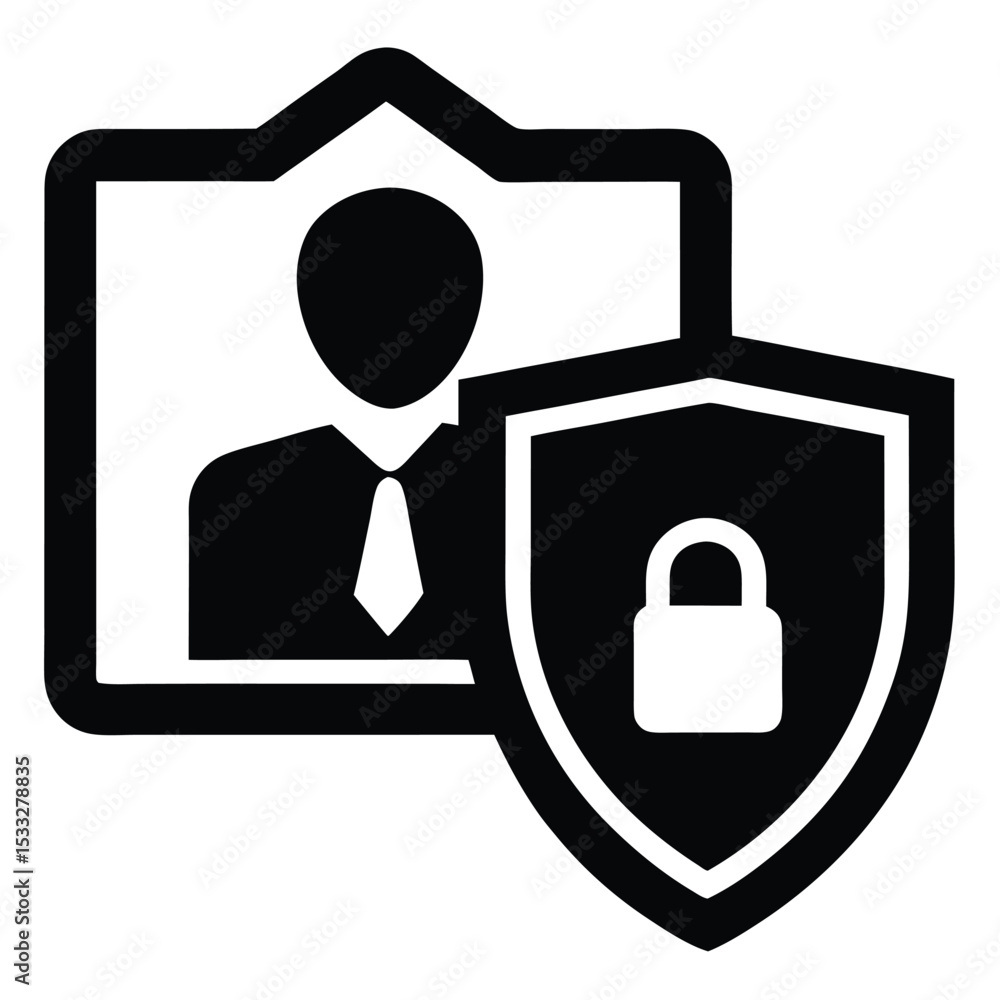 Poster insurance agent element isolated secure folder with lock symbol on white background