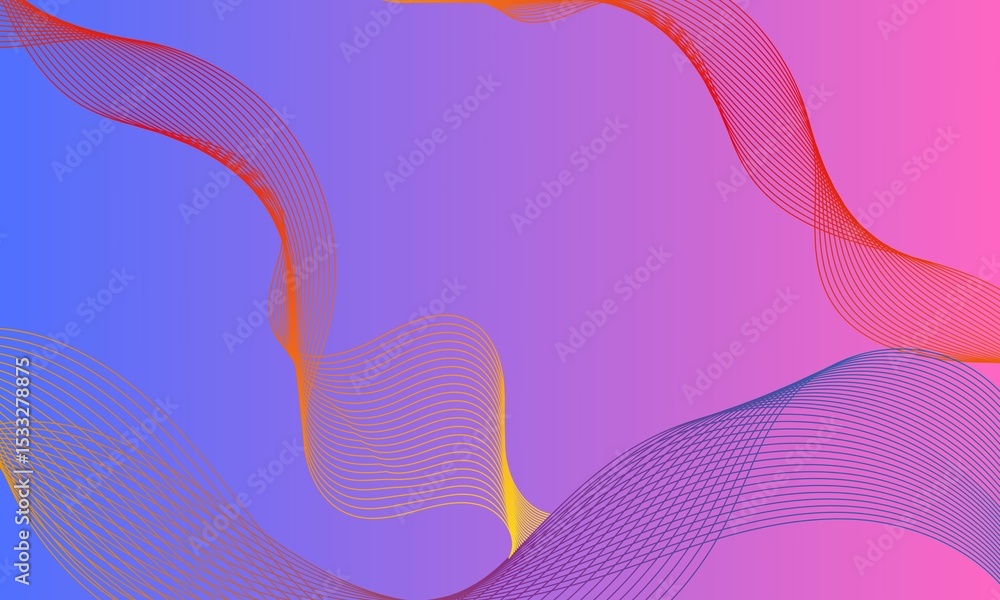 Poster abstract wavy lines on a blue background. 3d rendering.