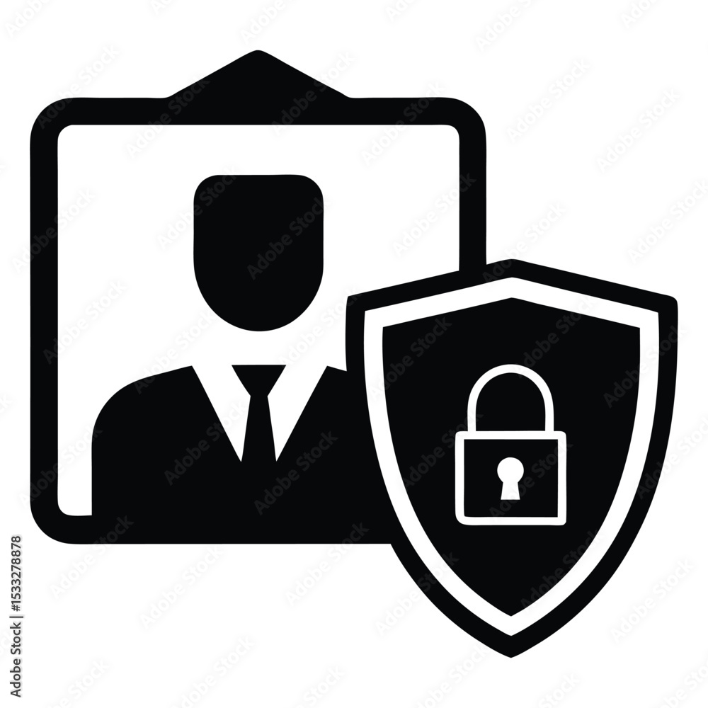 Poster insurance agent element isolated secure folder with lock symbol on white background