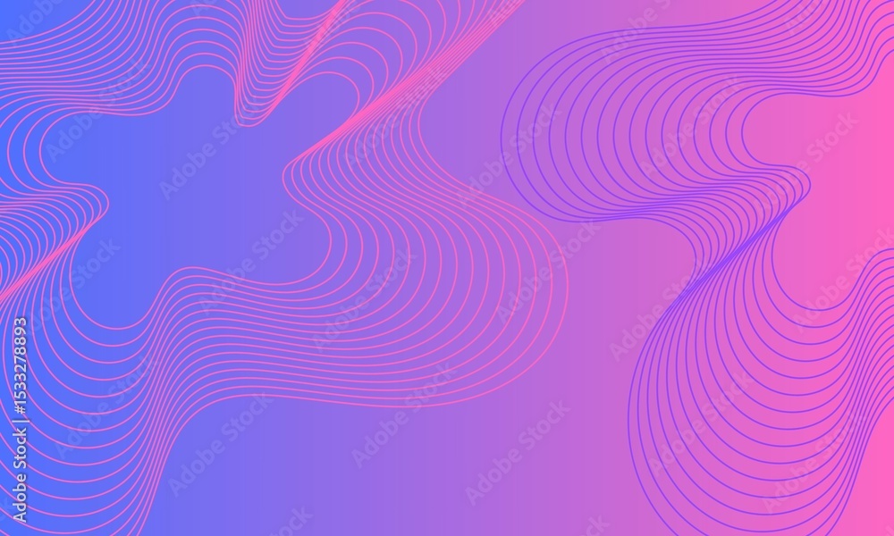 Poster abstract wavy lines on a blue background. 3d rendering.