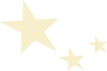 Three stylized pale yellow stars are floating diagonally on transparent background, flat design