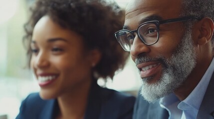 Close-up of two people smiling