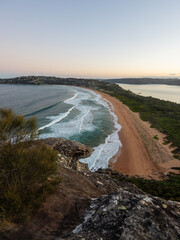 Rock cliff view above Palm Beach, Sydney, Australia.